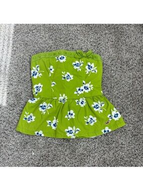 Hollister Lime Green Floral Peplum Crop Top